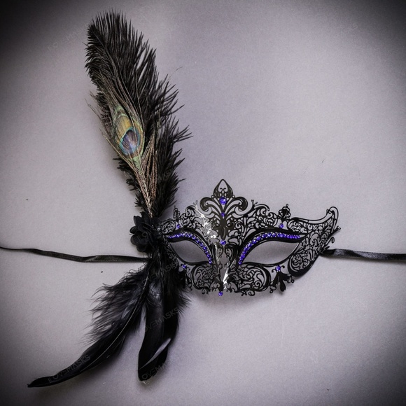 Peacock Feather Venetian Laser Cut Masquerade Mask for Women - Picture 2 of 4